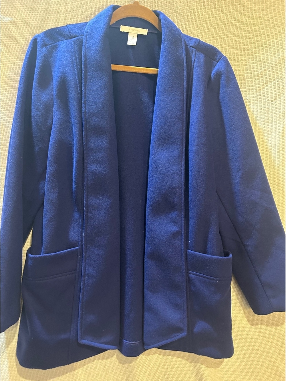 Chico's Women's Size 2 Blue Open Front Cardigan Jacket with Pockets